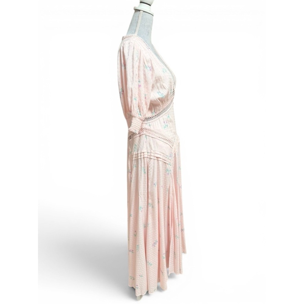 Free People Dress Women 6 Pink Still In Love Floral Maxi Boho Coquette Cottage - Picture 3 of 13